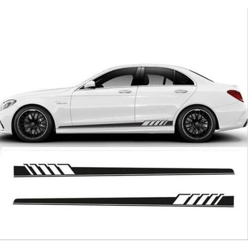 For 1Set/2pcs 2 Pcs Black Waterproof Long Stripe Car Autos Both Side Body Decor Decal Stickers styling