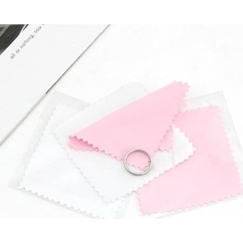 10pcs Pure Cotton Pink&White&Gray Jewelry Cleaning Cloths Gold Platinum Jewelry Silverware Tarnish Remover Keep Jewelry Shining