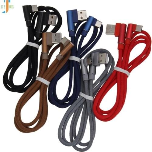 300pcs/lot Double Elbow USB Type C Cable 90 Degree Braided USB C To USB A Charger Cord for Samusng Galaxy Note9 S9 S8 Xiaomi 2S