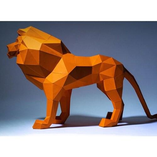 3D lion paper model paper carving three-dimensional composition DIY hand creative ornaments