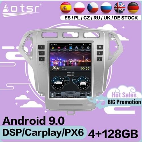 4+128G Tesla Screen Multimedia Stereo Android 9.0 Player For Ford Fusion Mondeo 2007 2008 2009 2010 GPS Navi Receiver Head Unit