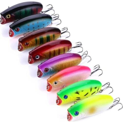 40pcs topwater 60mm 10g poper lure 8 Colors Fishing Lures Crankbait Minnow Hooks Crank Baits