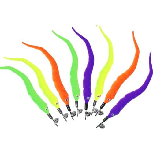 5pcs Cat Interactive Toy Colorful Pet Kitten Cat Teaser Replacement Refill Plush With Bell Training Cat Teaser Wand Pendant Cats