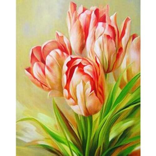 5D DIY Diamond Painting Flower Picture Tulip Picture Square/Round Diamond Cross Stitch Embroidery Decoration Artwork WG2966