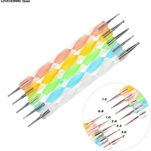 5 X 2 Way 10 Different DIY Ball Pottery Ceramics Styluses Tools Embossing Pattern Clay Sculpting Tool Nail Art Dotting Tools