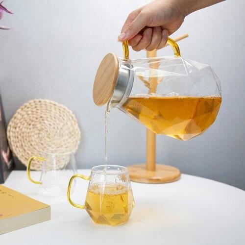 Diamond Glass Kettle Transparent Glass Juicer Cup Household Large-capacity Cold Kettle Hammer-patterned Cold Kettle