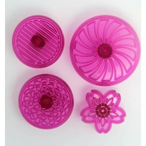 Free Shipping High Quality 4pcs Different Flowers Shapes Cake Fondant Cookie Press Mold Set