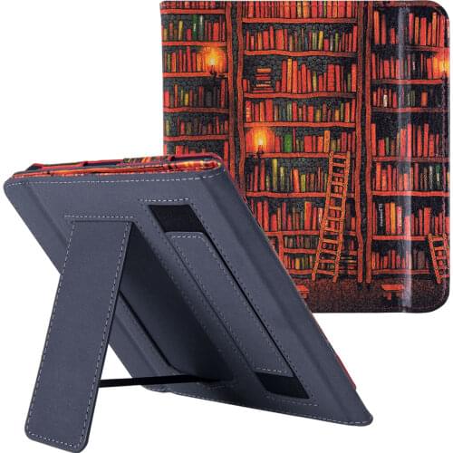 Stand Case for Kobo Libra H2O e-Reader (Model N873) PU Leather Protective Cover with Hand Strap/Magnetic Closure/Auto Sleep/Wake