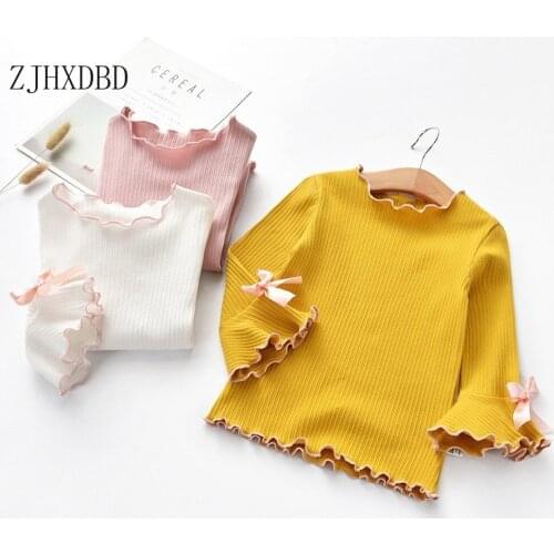 2020 Summer Spring Baby Boys Tshirt Solid Pink Yellow Petal Collar Kids T-Shirts Children Cotton Girls Top Clothes Toddler 3 9T