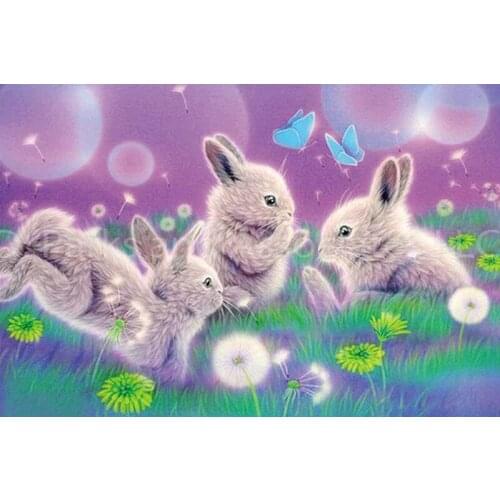 Home Animal Butterfly & Rabbit 5D Diamond Painting Cross Ctitch Kit Wall Sticker Mosaic Diamond Embroidery Painting