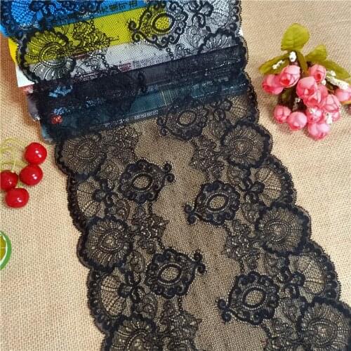 E1780 Width 23cm High Quality Black Elastic Colorful Lace Ribbon Trims Lace Trim For DIY crafts material gift packing lace