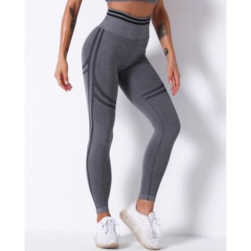 High Waist Hip Lifting Elastic Tights Seamless Knitting Breathable Fast Dry Yoga Pants For Women Push Up Sports Leggings