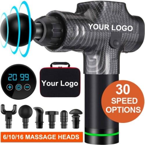 2021Vibration 12V 16 Head Booster 20/30 Speed Electric Lcd Deep Tissue Fascial Gun Massager Mini Muscle Massage Gun Dropshipping