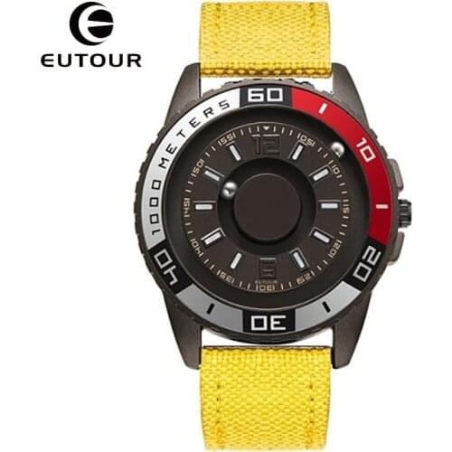 Eutour Fashion Watch Men Watches Magnetic Magnet Dial Turntable Beads Metal Ball Male Watches Creative Man Reloj TODO Saat Clock