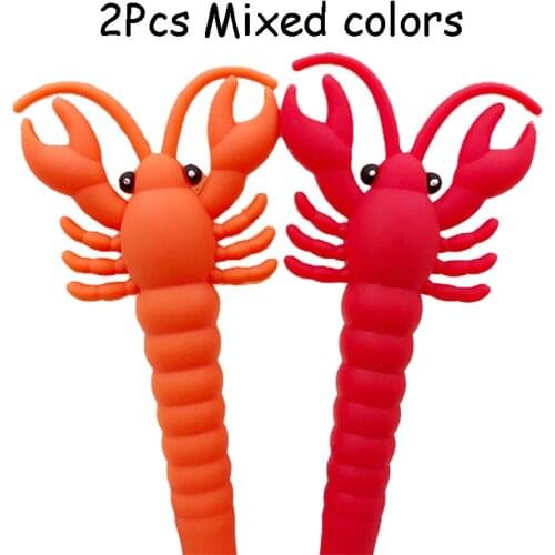 2pcs Cartoon Novelty Gel Pen Creative Crayfish Silica Pen Office Supplies Stationery 0.5mm Black Ink Student Writing Gift