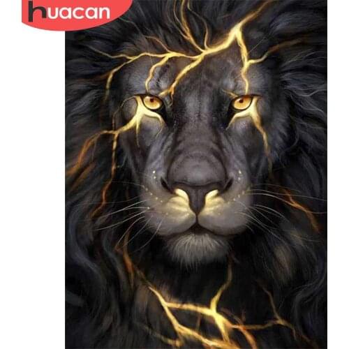 HUACAN Diamond Embroidery Mosaic Lion Cross Stitch 5D DIY Diamond Painting Animal Craft Kit Home Decoration