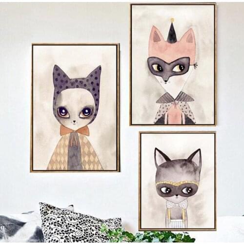 INS Nordic Wind Cute Watercolor Miss Rabbit Painting Without Photo Frame Drawing Childrens Room Decoration Drawing Core Art