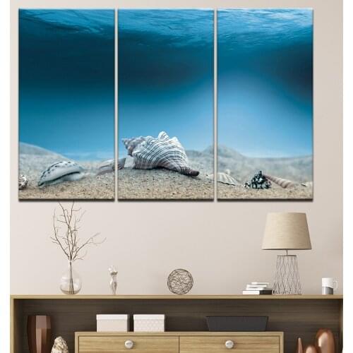 HD Painting Print Canvas Wall Art Pictures Home Decor 3 Pieces Beach Landscape Conch Sea Shells Modern Modular Poster Frame