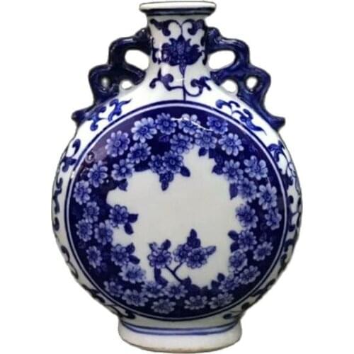 Chinese old porcelain Blue and white flat porcelain vase