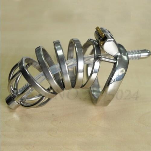 Stainless Steel Cock Penis Ring Stealth Lock Male Chastity Cage Device Urethral Catheter Penis Plug Dilator Sex Toys For Men