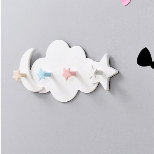 Creative Moon Star Cloud Shape Hooks Wall Mounted Key Clothes Holder Self Adhesive Coat Towel Key Hooks Hanger Rack