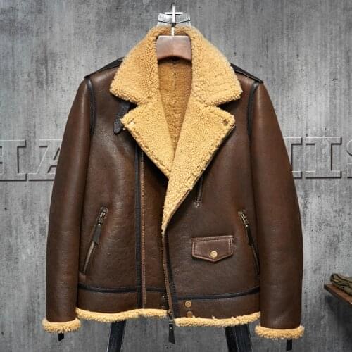 Bomber B3 Flight Jacket Mens Shearling Coat Mens Fur Coat
