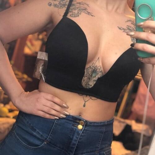 Hot Selling Women Bra Sexy Lingerie Plunge Sexy Deep V Transparent Adjustable Convertible Straps 70 75 80 85 90 95 A B C D E Cup