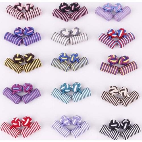 Linbaiway Handmade Stylish Silk Knots Cufflinks Cuff Button For Shirt Hat Wedding Gift Business Sewing Decoration Custom LOGO