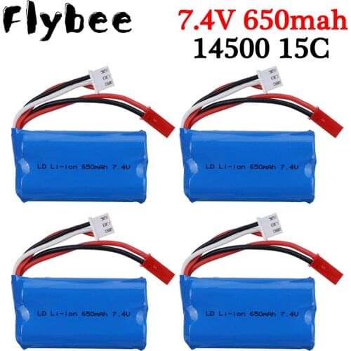 7.4V 650mAh Lipo battery For FT007 Remote control boat speedboat FX059 F1 Remote control aircraft Li-po 2s 7.4 14500