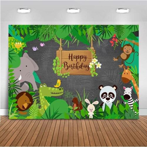 Mocsicka Happy Birthday Animals Party Backdrop for Photography Cartoon Theme Parties Background for Photo Studio Printed 482