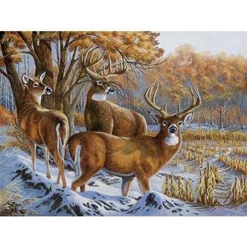 Deer Animal Needlework Cross stitch sets Aida 14CT Unprinted Embroidery kits Arts Cross-Stitching,DIY Handmade home Decor