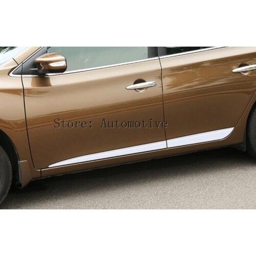 Fit For Nissan Sentra Sylphy Pulsar 2013 2015 2016 2017 Chrome Body Molding Door Side Garnish Trim Cover Protector Guard Accent