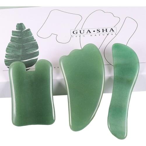 Jade Gua Sha Tool 3PCS Face Care Set Gift Box Original Stone SPA Natural Aventurine Massage Scraping Skin Detox Healing Massager