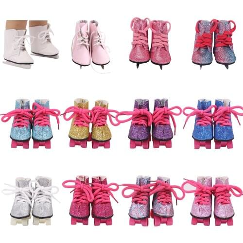 7cm Reborn Doll Shoes Roller Shoes Fashion Skates Handmade Leather Shoes Fit 18 Inch American Doll Girl,43Cm New Baby Born Dolls