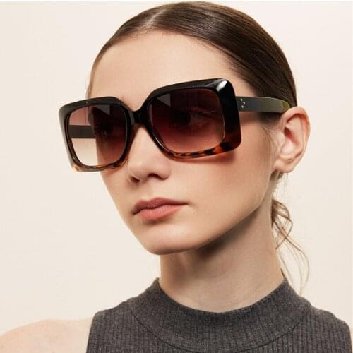 New Style Oversized Square Frame Retro Sunglasses Female Leopard Print Frame High Quality Fashion Classic Square Sunglasses