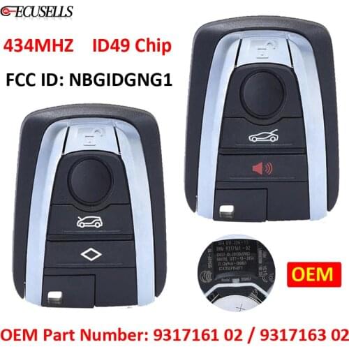 Original OEM 4 Button Keyless Remote Control Car Key 434MHz ID49 Chip FCC ID: NBGIDGNG1 for BMW I3 I8 Series 2015 2016 2017 2018