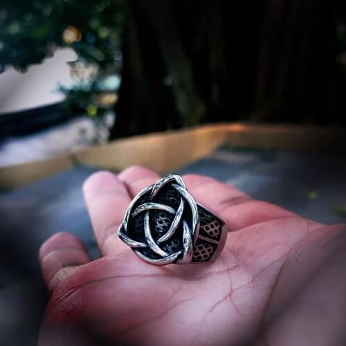 Beier 316L Stainless Steel Valknut Signet Ring Scandinavn Odin Symbol Norse Viking Jewelry Mens Boys fashion LR521