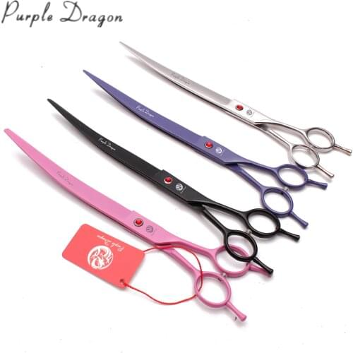 9" Stainless Purple Dragon Dogs Grooming Shears Up Curved Scissors Professional Pets Shears Animal Scissors Bend Up Shears Z4005
