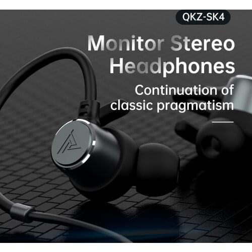 QKZ SK4 HiFi Wired Earphone Dual-Dynamic Quad-Core Speaker 3.5mm In-ear Earbuds with Microphone Sports Music Earphones