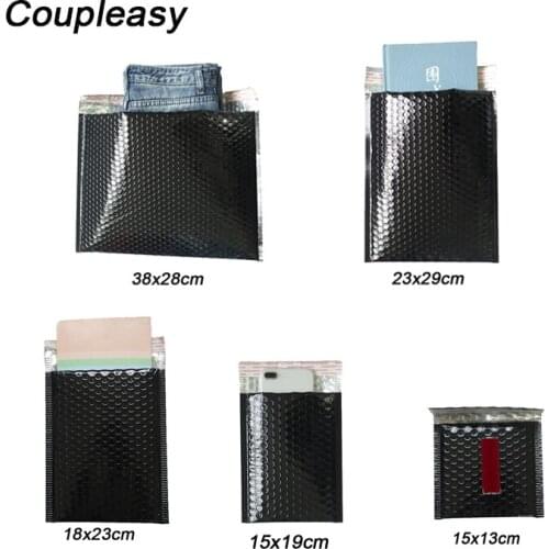 50Pcs 7 Sizes Black Bubble Bag Aluminum Foil Shipping Envelope Padded Courier Packaging Bag Poly Bubble Mailer Business Supplies