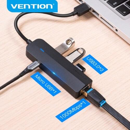 Vention USB Ethernet Adapter USB 3.0 2.0 to RJ45 Gigabit Ethernet with Micro USB Charger Port for Network Hard Disk Ethernet HUB