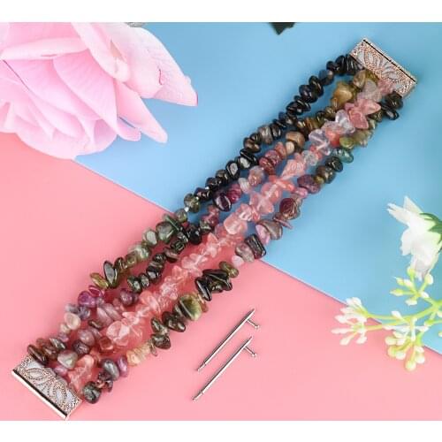 Luxury Natural Stone Bracelet Handmade Band for Fitbit Versa 2/Versa Lite Watchband Replacement with Elastic Stretch Beaded Band