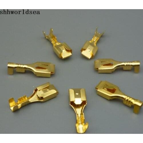 Shhworldsea 100PCS 6.3mm ternimal Crimp Terminal Spade Connector