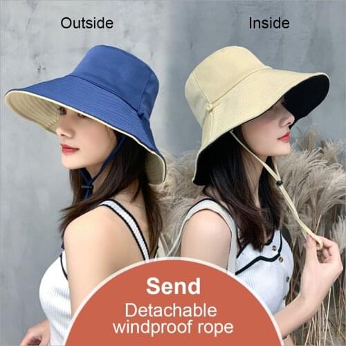 Anti-UV Wide Brim Sun Hat Women Vacation Summer Foldable Bucket Hat Large Brim Korean Beach Fishing Hunting Panama Visor Sun Hat