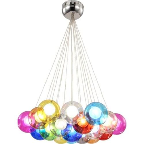 Modern Colorful Bubble Glass Pendant Light Home Living Room Chandelier Ceiling Lamp Lighting Fixture LED Suspension Lamps PA0306
