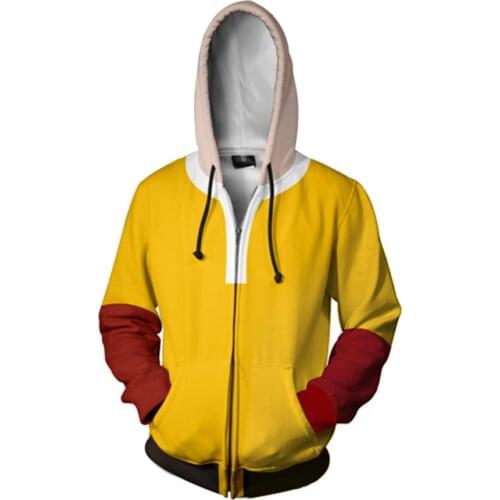 Adult Unisex One Punch Man Hoodies Cosplay Costume Saitama Oppai Jacket Casual Fleece Sweatshirt Coat