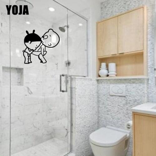 YOJA 28x29.9CM Funny Boy Girl Home Wall Sticker Bathroom Decal G2-0046