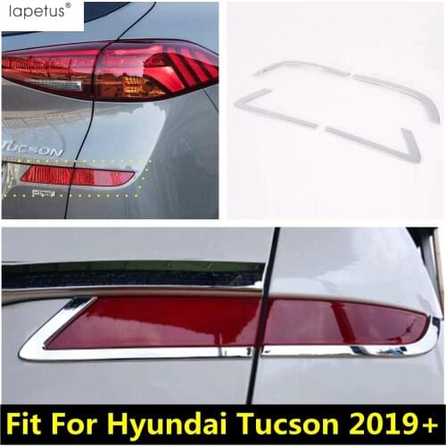 Rear Bumper Fog Lights Lamps Frame Cover Trim Fit For Hyundai Tucson 2019 2020 ABS Chrome Exterior Refit Kit Accessories