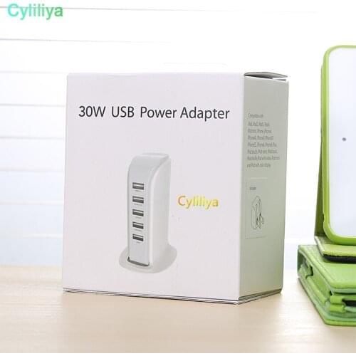 80pcs Real 30W 5V 6A Multi USB Charger Travel Power Tower 5 Ports USB Charger For Samrtphone Tablet PC