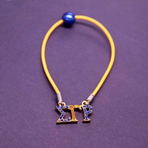 Yellow Stretch String Chain Greek Letter Sigma Gamma Rho Society Bracelet Bangles